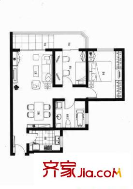 古韵新居户型图户型图 2室2厅1卫1厨