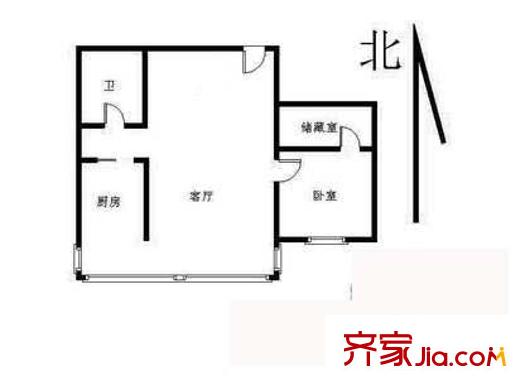 力天嘉苑户型图户型图 1室1厅1卫1厨