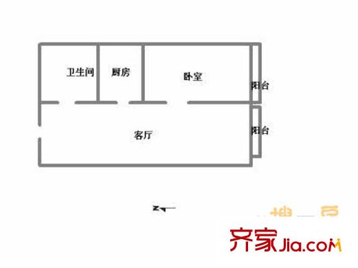 拓然家苑晨宇明阁 1室 户型图