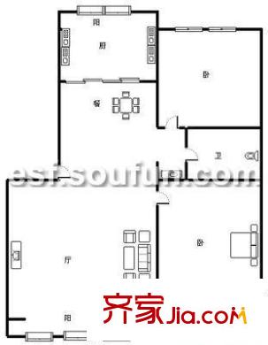 拓然家苑晨宇明阁 2室 户型图