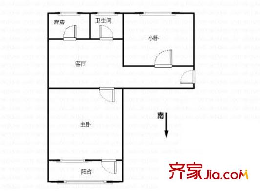 洋桥北里户型图户型图 2室1厅1卫1厨