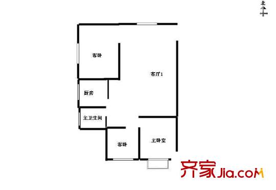 洋桥北里户型图户型图 3室1厅1卫1厨