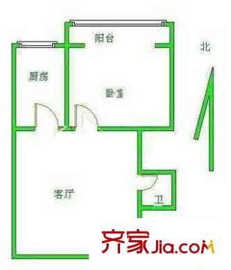 筑梦缘户型图户型图 1室1厅1卫1厨