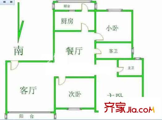 筑梦缘户型图户型图 3室2厅2卫1厨