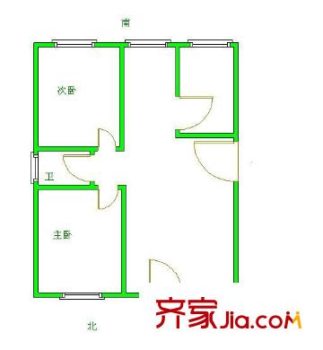 十里堡北里户型图户型图 2室1厅1卫1厨