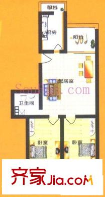 金丰园户型图E户型 2室1厅1卫1厨
