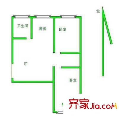 育芳园户型图2室户型图 2室1厅1卫1厨