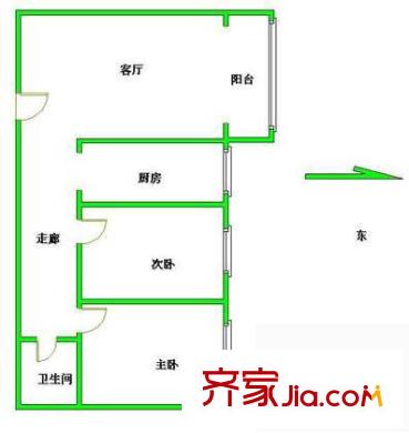 复兴路36号院户型图户型图 2室1厅1卫1厨