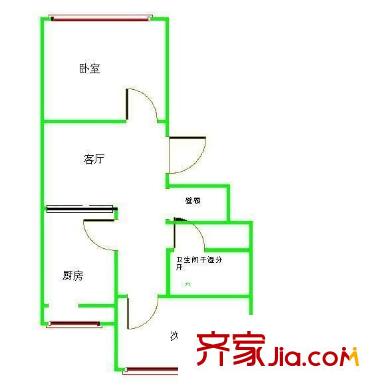 世纪村户型图户型图 2室1厅1卫1厨