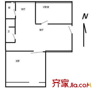 世纪村户型图户型图 2室2厅1卫1厨