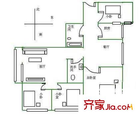 世纪村户型图户型图 4室3厅2卫1厨