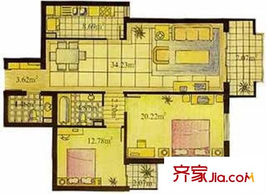 美林花园 2室 户型图