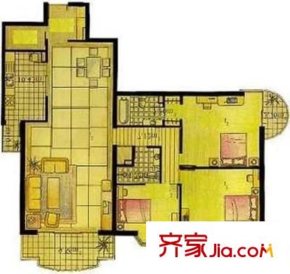 美林花园户型图户型图 3室2厅2卫1厨