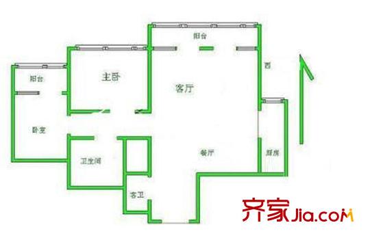 美林花园户型图户型图 3室2厅1卫1厨