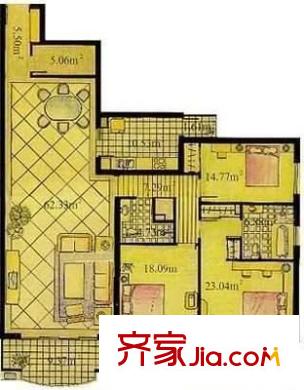 美林花园户型图户型图 3室2厅2卫1厨
