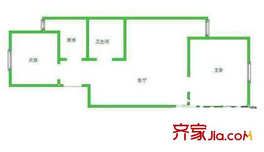 学士居户型图户型图 2室1厅1卫1厨