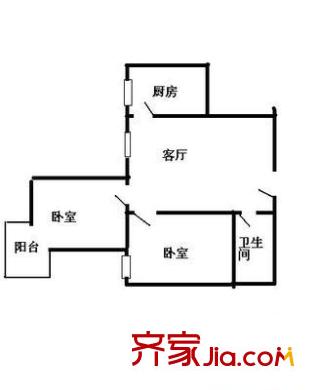 静淑苑户型图户型图 2室1厅1卫1厨