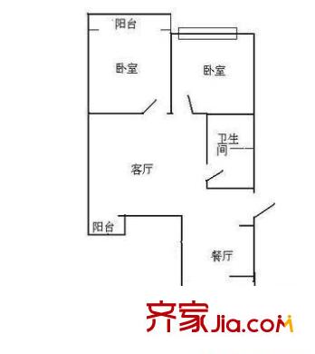 圆明园花园别墅户型图户型图 2室1厅1卫1厨