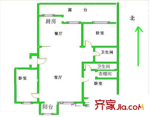 恋日嘉园一期户型图3室 户型图 3室2厅2卫1厨