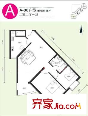 富河园户型图户型图 2室1厅1卫1厨