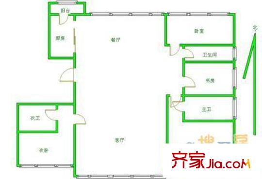 滨河花园户型图户型图 4室2厅3卫1厨