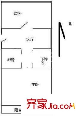 垡头北里户型图户型图 2室1厅1卫1厨