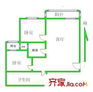 崇文门东大街户型图户型图 2室1厅1卫1厨
