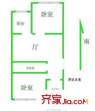 蓟门北里户型图户型图 2室1厅1卫1厨
