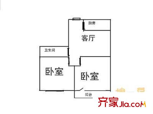 广电部小区户型图户型图 2室1厅1卫1厨
