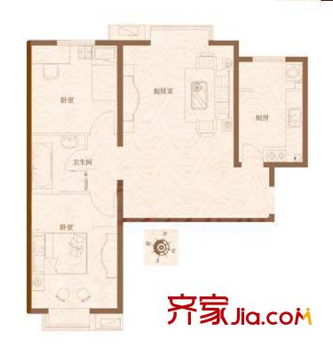 万年花城三期户型图2室户型图 2室1厅1卫1厨