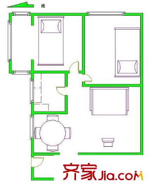 芳城园二区户型图2室户型图 2室1厅1卫1厨