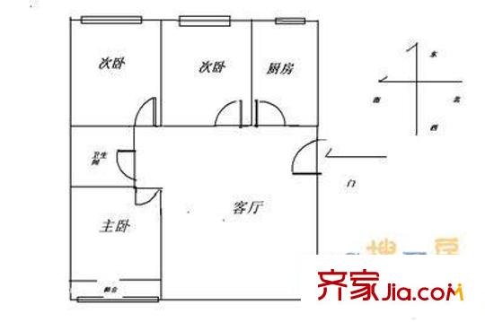 曙光花园望塔园户型图户型图 3室1厅1卫1厨