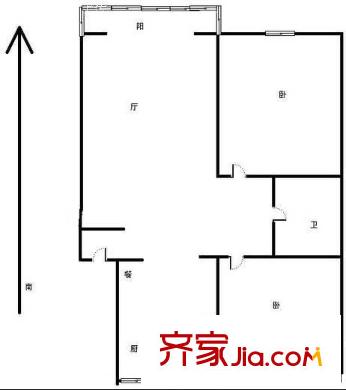 曙光花园望塔园户型图户型图 2室2厅1卫1厨