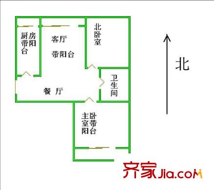 杨庄22号院户型图户型图 2室2厅1卫1厨