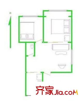 马连洼1号院户型图户型图 2室1厅1卫1厨