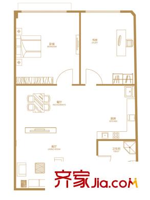 四季会户型图A-12户型图 2室2厅1卫1厨