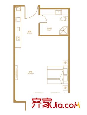 四季会户型图A-06户型图 1室1卫1厨