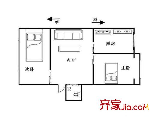 安宁里小区 2室 户型图