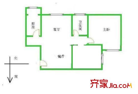 西局欣园户型图2室户型图 2室2厅1卫1厨