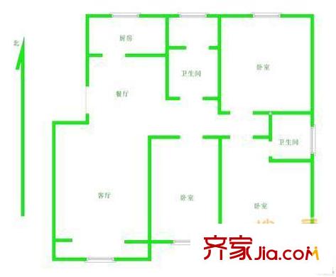 西局欣园户型图户型图 3室2厅2卫1厨