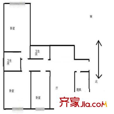 农林科学院户型图户型图 3室1厅2卫1厨