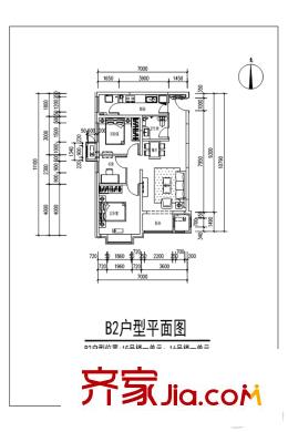 西山湖(一期)B2户型 2室2厅1卫1厨