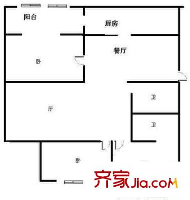 慧龙居户型图户型图 3室2厅2卫1厨
