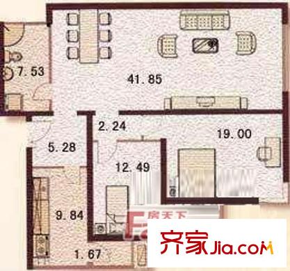 浩鸿园户型图户型图 2室2厅1卫1厨