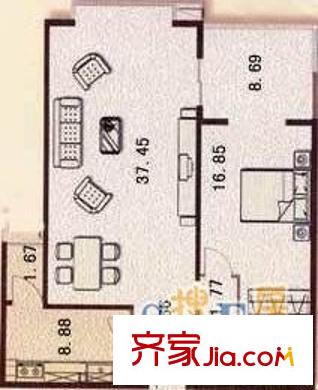 浩鸿园 1室 户型图