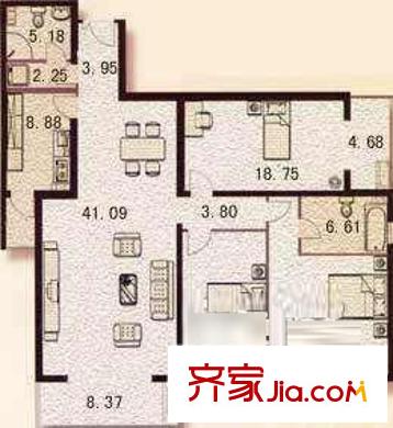 浩鸿园户型图户型图 3室2厅2卫1厨