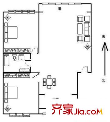 北店嘉园户型图户型图 2室2厅1卫1厨
