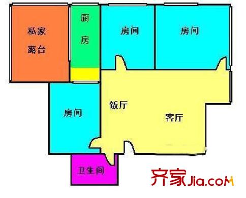 合兴苑户型图3房2厅户型图 3室2厅1卫1厨