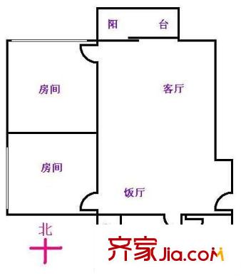 恒宝华庭户型图2室2厅户型图 2室2厅1卫1厨
