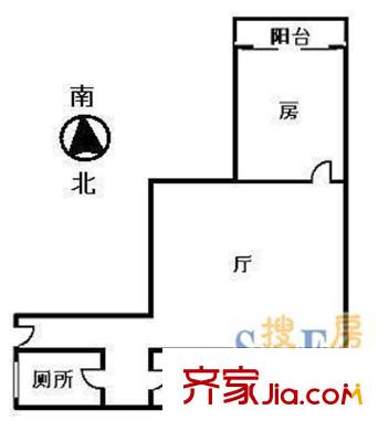 金道花园户型图1室1厅户型图 1室1厅1卫1厨